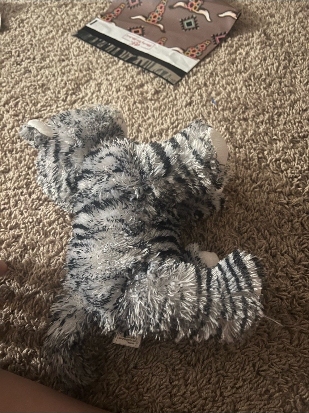 Plush Cat Toy - Gray Striped Comforter by